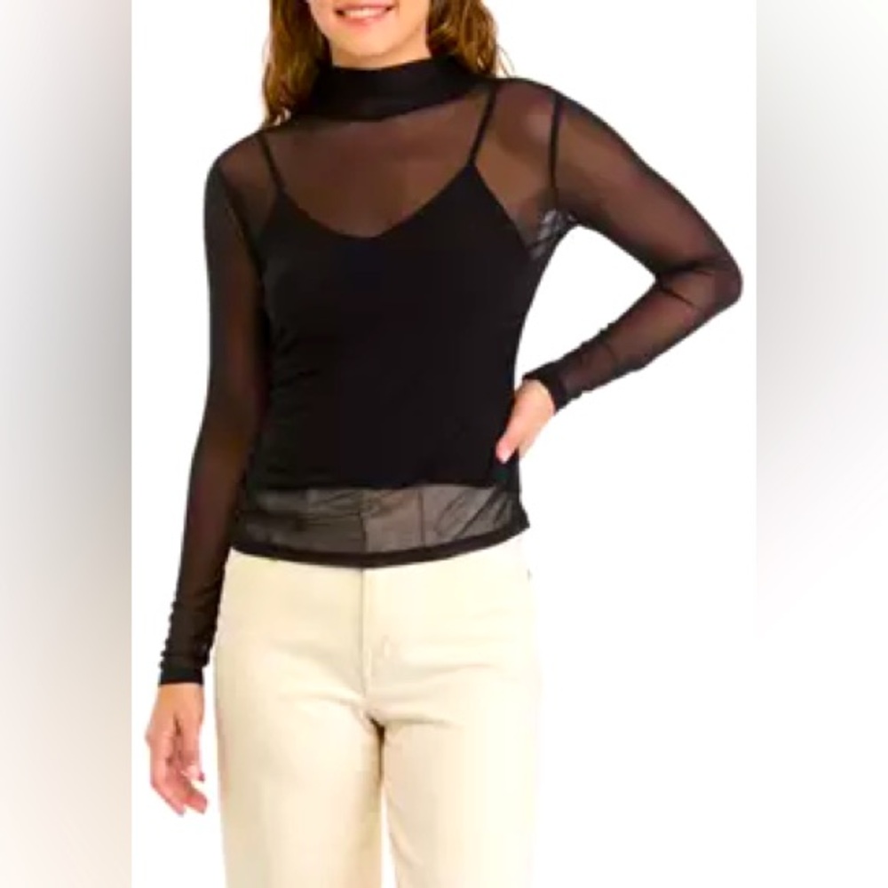 NWT Oak & Trellis Mock Turtle Neck Mesh Top
